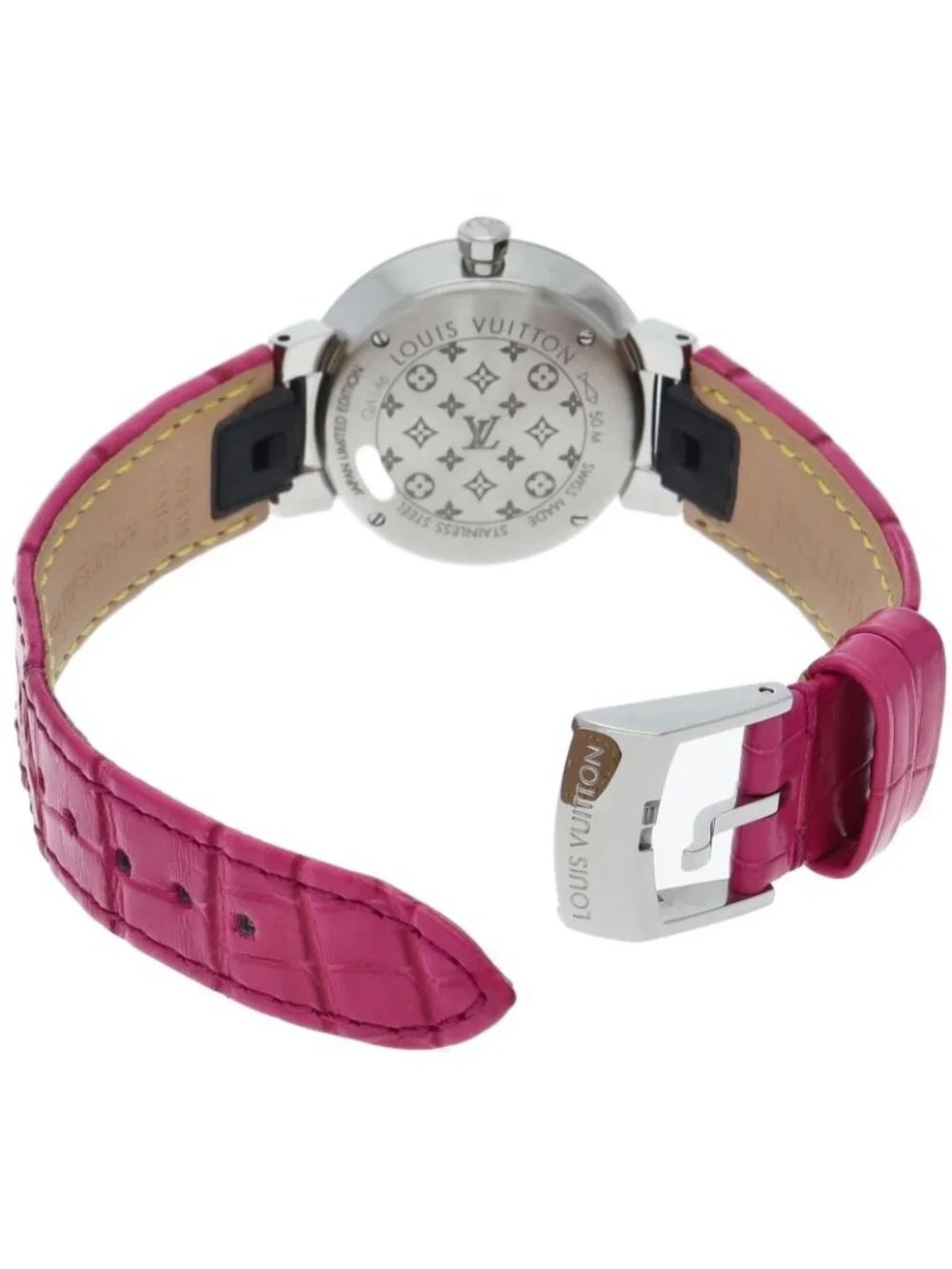 Louis Vuitton Tambour Slim PM Watch 28 Diamond Fuchsia &orange